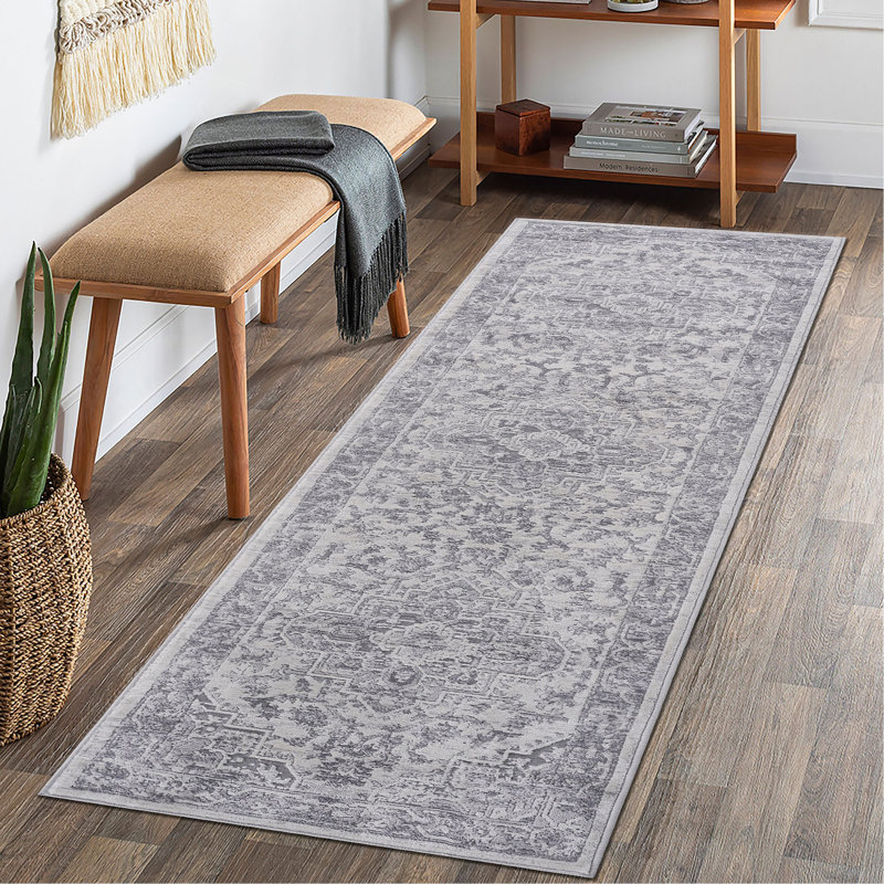 Collection 2X8 Silver/Oriental Non-Shedding Living Room Bedroom Dining Home Office Stylish And Stain Resistant Area Rug