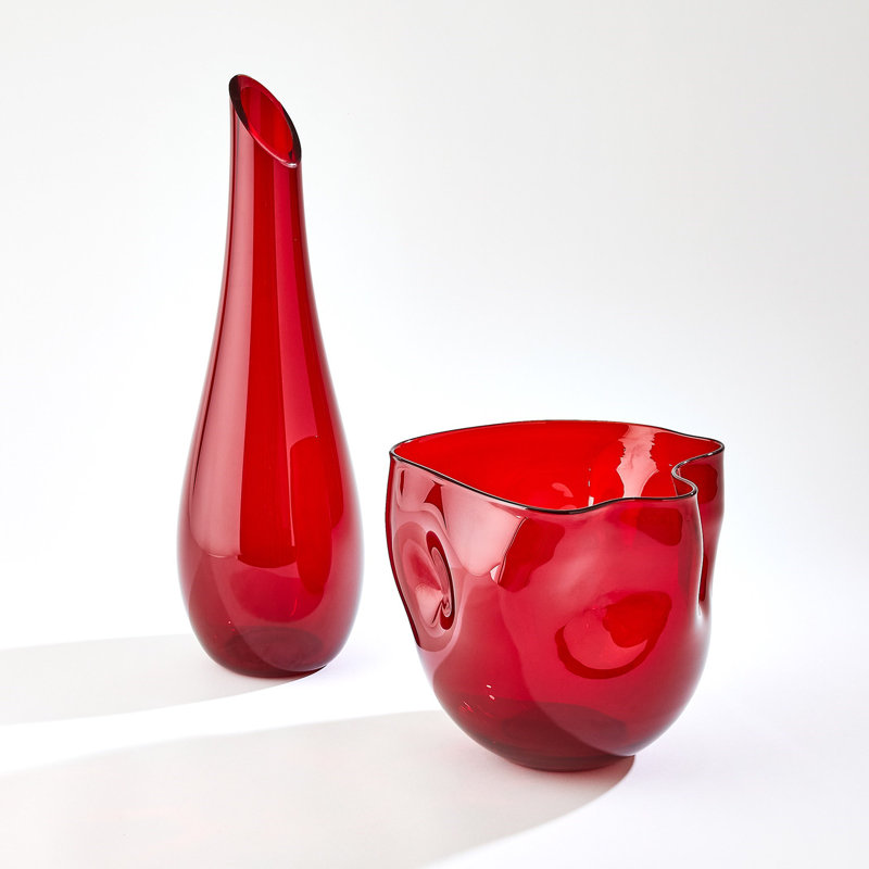 Tall Slant Handmade Glass Table Vase