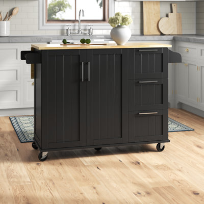 49'' Wide Rolling Kitchen Cart with Solid Wood Top