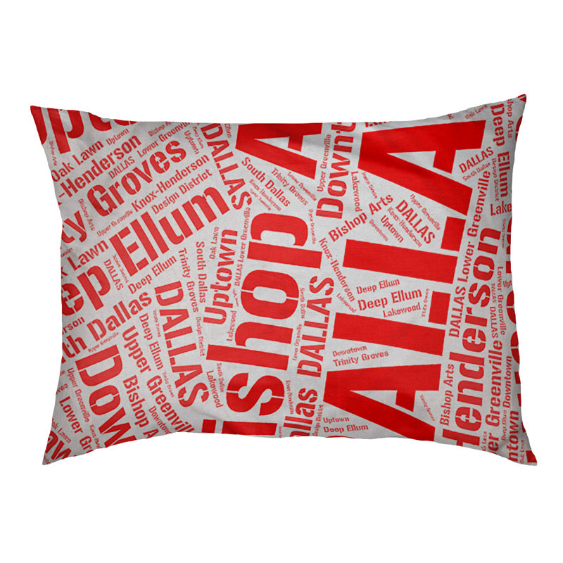 Coussin de chien « districts », Rouge, Grand (l 40 po x P 30 po x H 14 po), Dallas