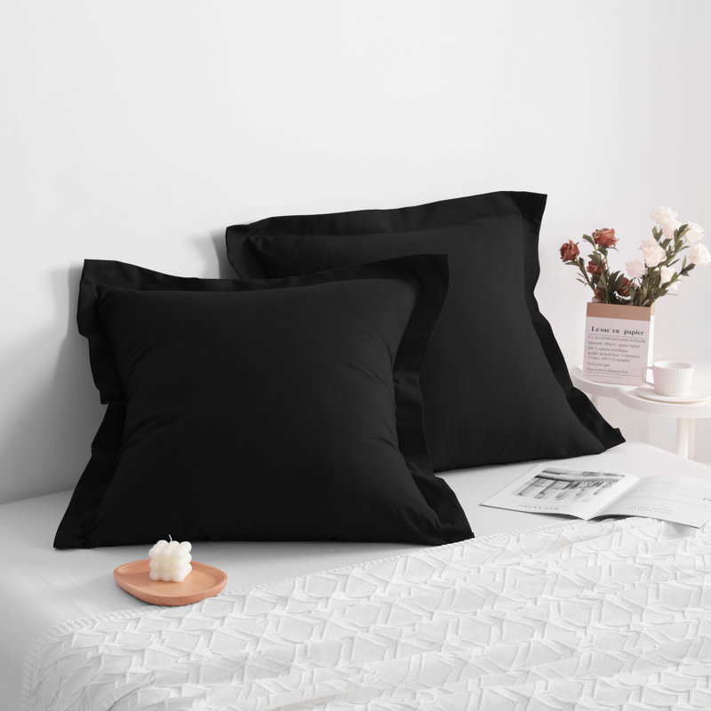 Bed Pillow Shams, 1800 Brushed Microfiber Oxford Pillowcases - NTBAY, Black