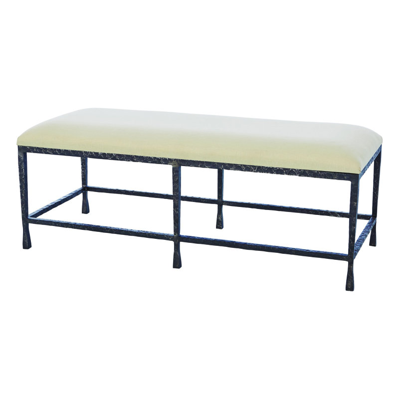 Quad Pod Bench w/Muslin Cushion, Natural Iron