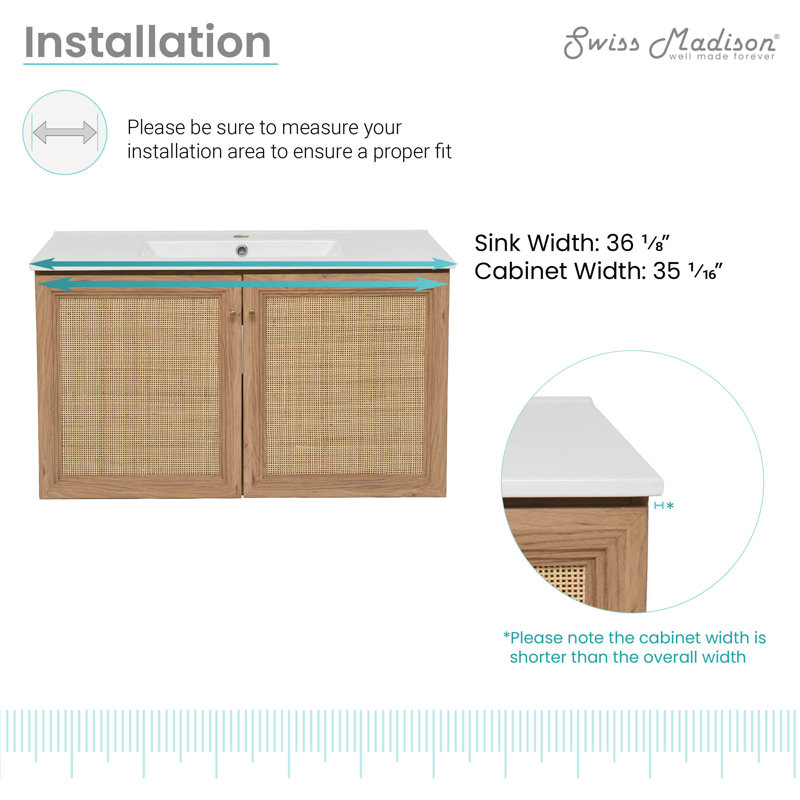 Meuble-lavabo mural en chêne classe 36, Trou simple, Lavabo blanc
