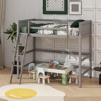 Kaman Solid Wood Twin Size Loft Bed With Ladder