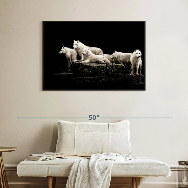 Loups blancs, Cadre flottant noir, 40 po x 27 po