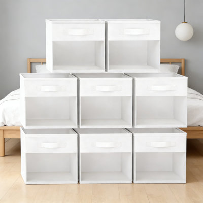 Bacs de rangement avec fenêtre et poignées transparentes, paquet de 8 paniers de rangement pliables en tissu pour placard, salon et bureau