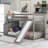 Twin Over Bunk Bed With Slide In Gray - Long-Lasting Pine And Structure, Space For ' Bedroom Stairway Space Saving Option-954751909
