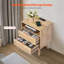 Table de chevet en rotin, table de chevet Boho avec tablette ouverte, table de chevet en bois avec table de bout en rotin et pieds en bois massif, table d'appoint en rotin avec station de charge, pour chambre à coucher, bureau et salon