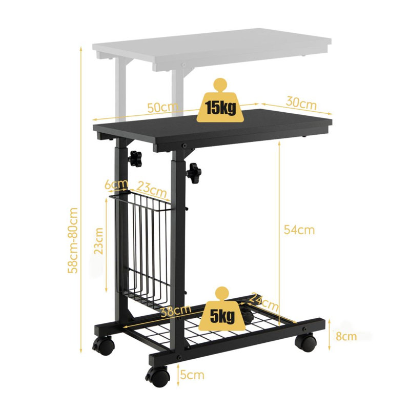 Ceda Wheel End Table, Black