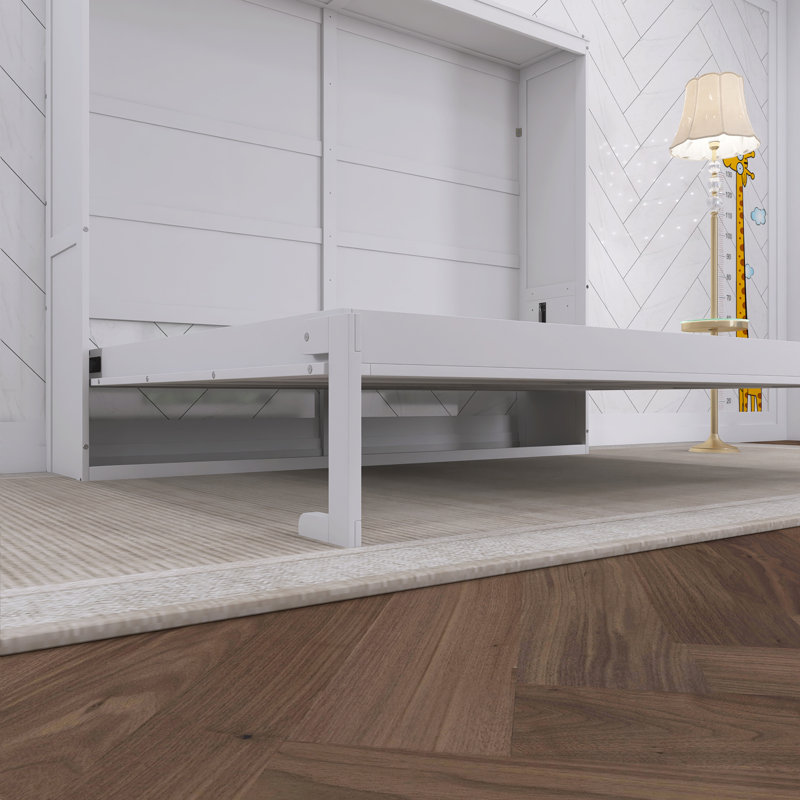 Lit escamotable blanc double pleine grandeur, Blanc, Double