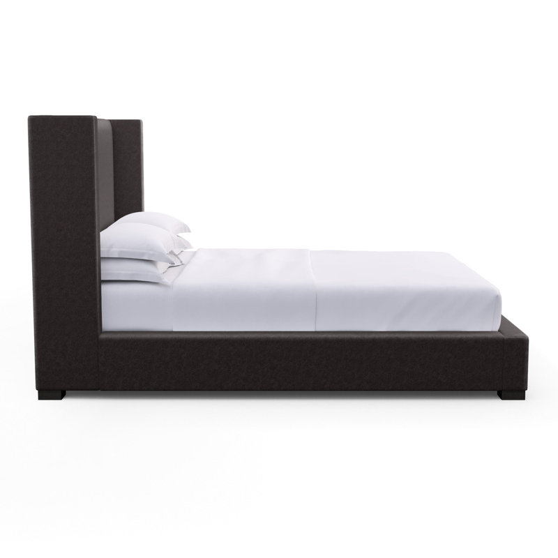 Roxborough Upholstered Wingback Bed, California King, Vintage Leather Graphite, Weathered