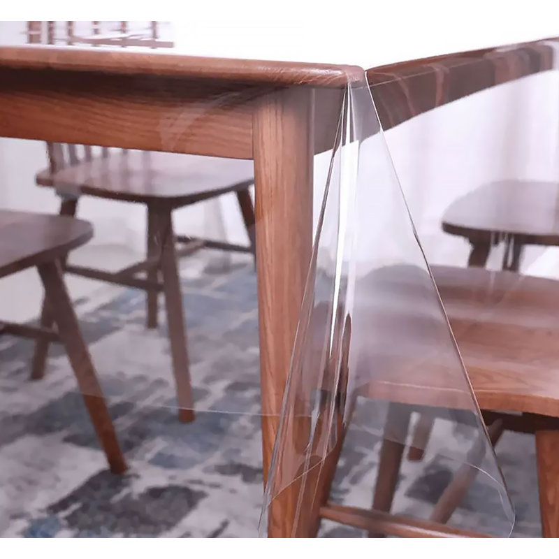 Clear Plastic Vinyl Pvc Fabric Table Cover Protector Tablecloth For Dining Room Table, 84" x 54"