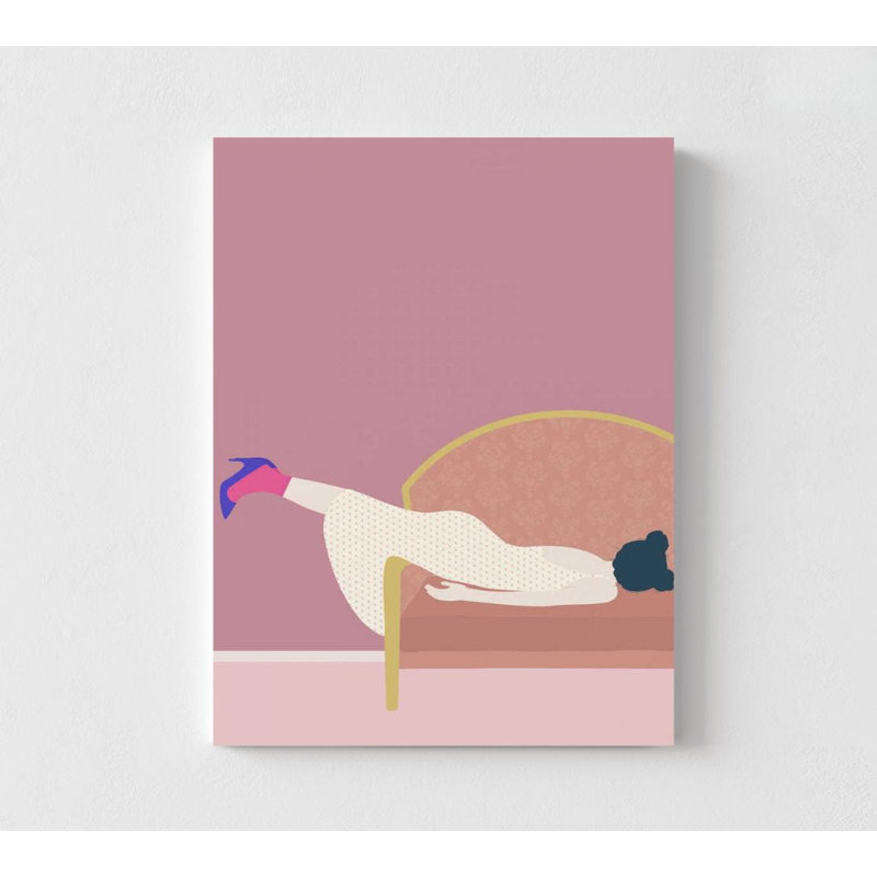 «Modern Lounge Lady», reproduction d'art féminine minimaliste, Ne s’applique pas, H 16 po x l 12 po, Impression sans cadre