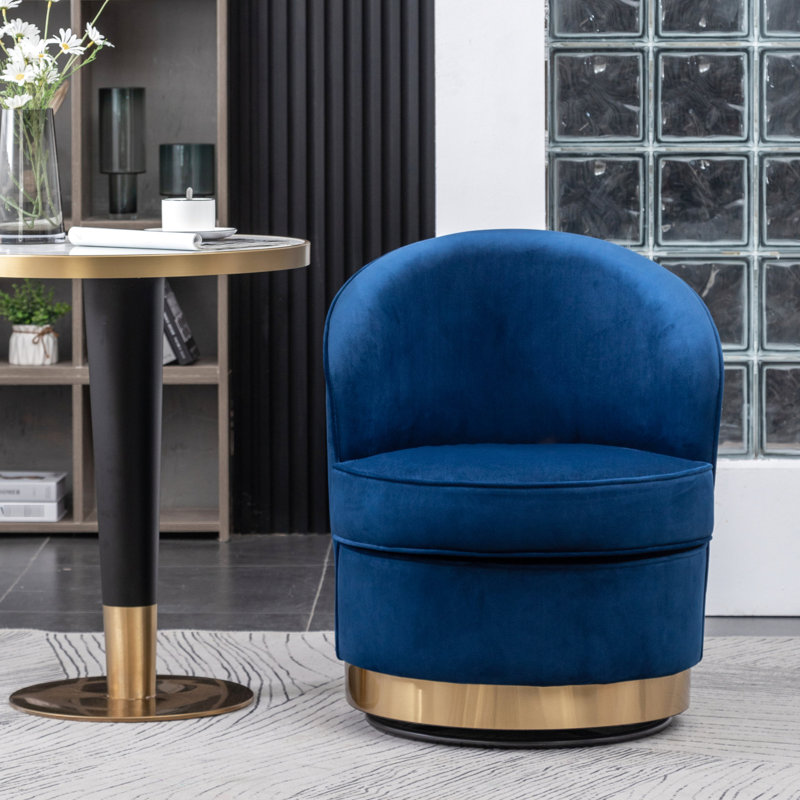 Siège pivotant en velours bleu - Chaise moderne chic et confortable avec aspect rotatif, Bleu