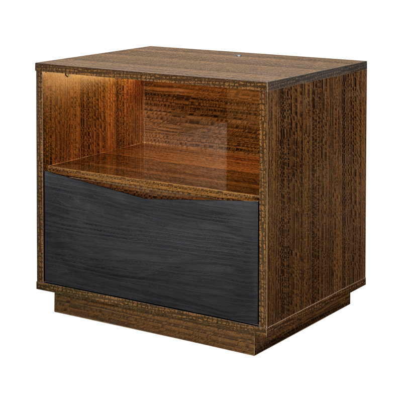 Kayner 1-Drawer Nightstand With LED Lights - Charcoal