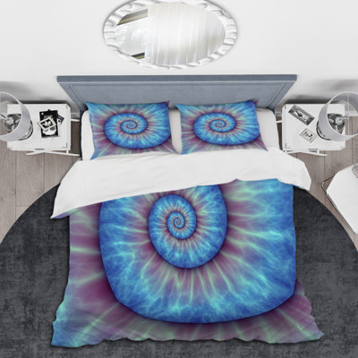 Ensemble de housse de couette Spiral Bright Fractal Geometric VII - Modern - microfibre polyester