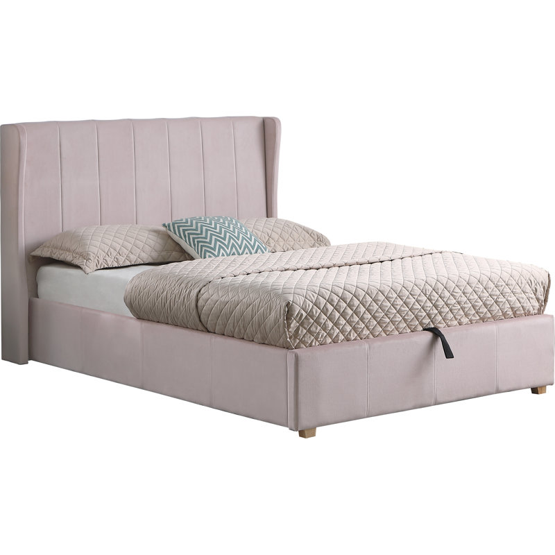 Swithun Upholstered Ottoman Bed, Pink Velvet, Double (4'6)