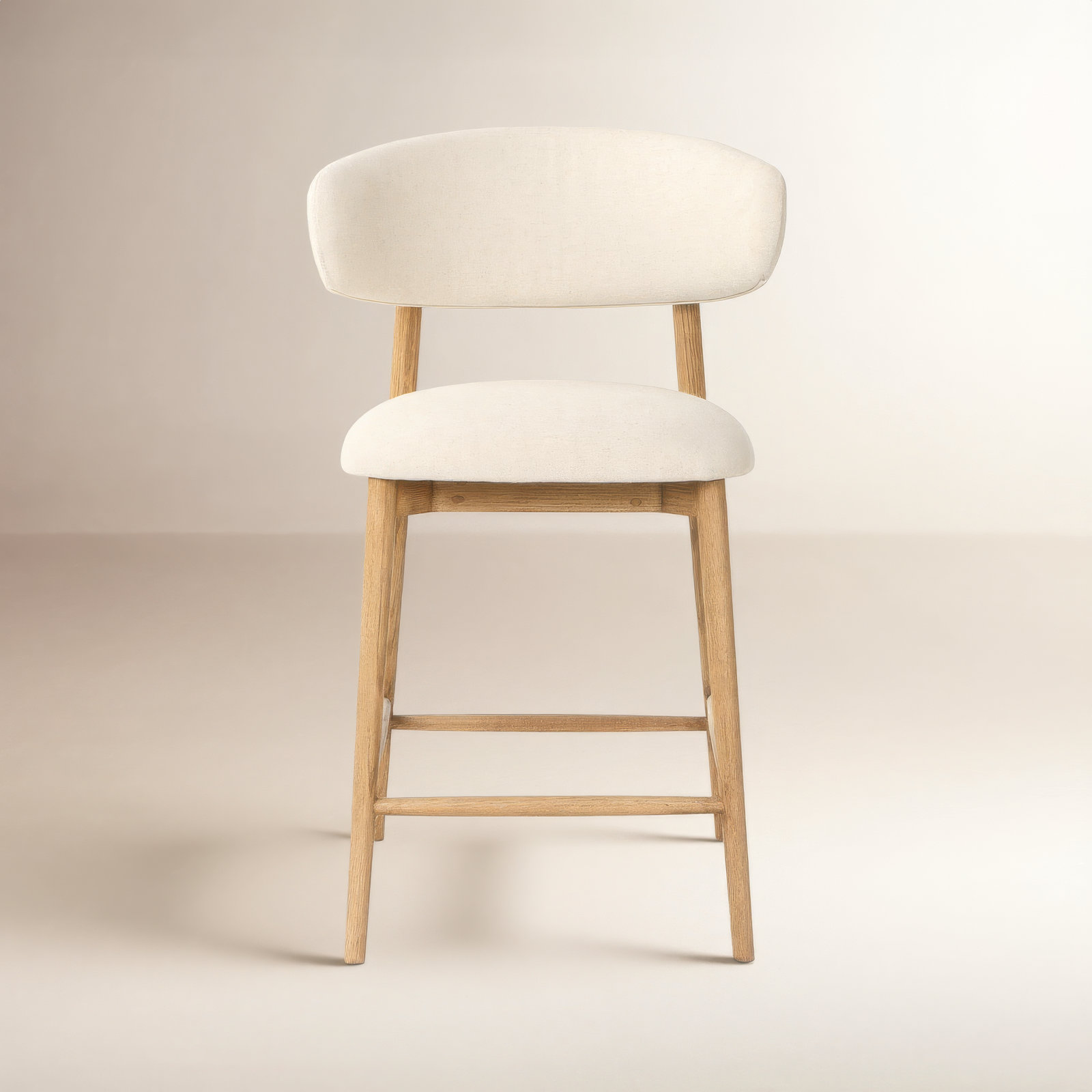 Murphey Upholstered 26'' Counter Stool with Solid Wood Frame, Savile Flax