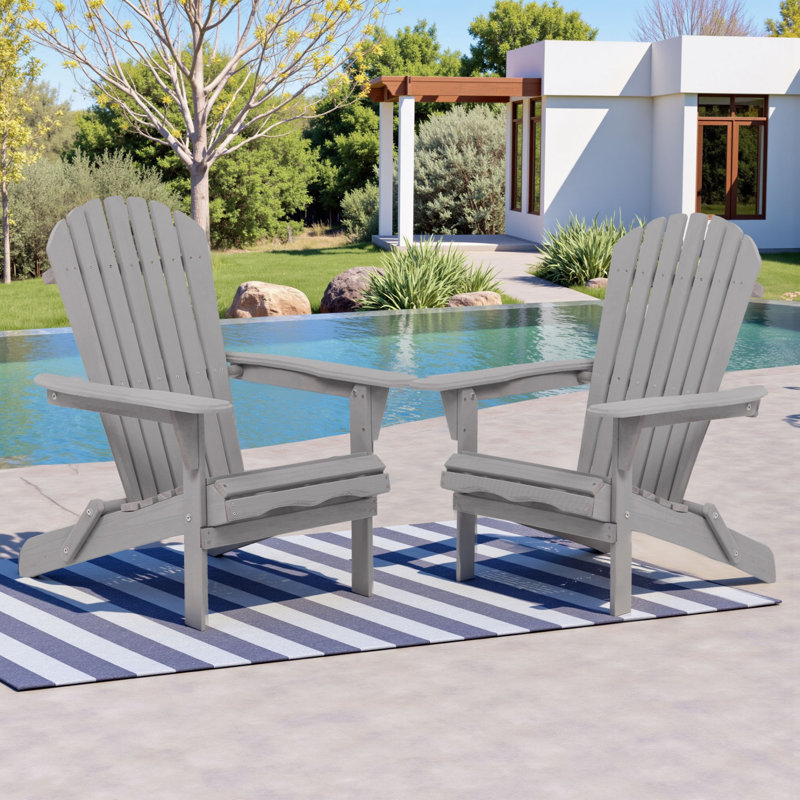 Solid Wood Folding Adirondack Chair, Gray