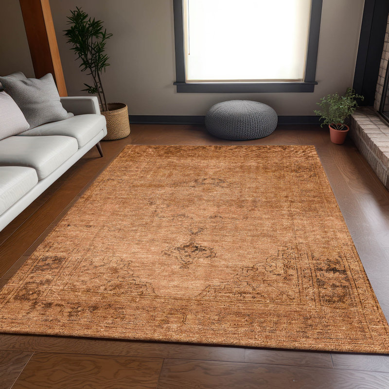 Premium Machine Washable Kiyondrea Copper Rug, Rectangle 2'6" x 3'10"