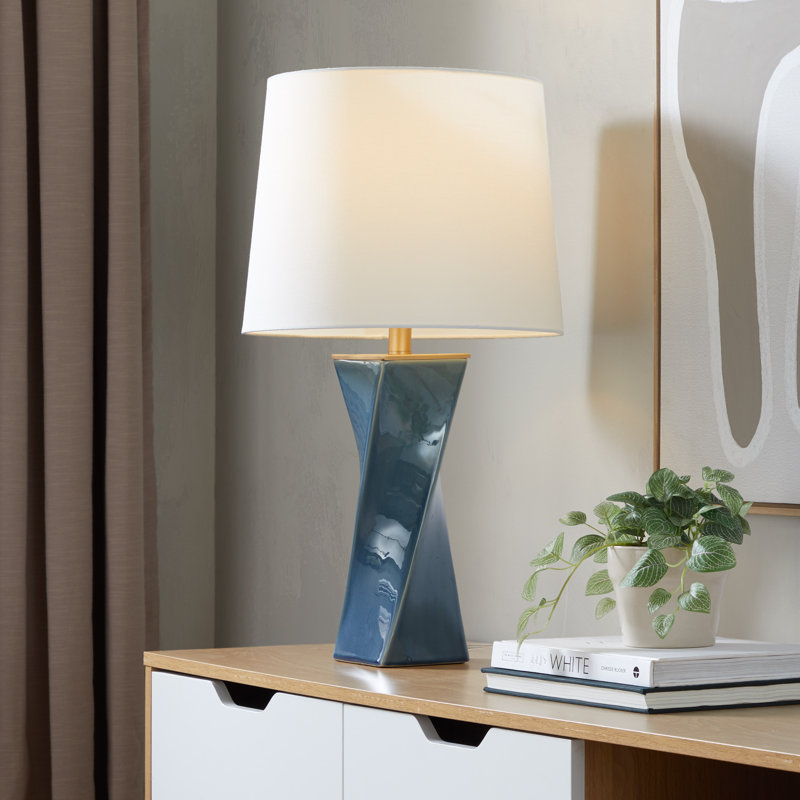 Clarissa Square 26" Ceramic Table Lamp, Blue