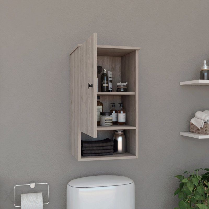 Armoire à linge St. Clair, deux tablettes intérieures, deux tablettes ouvertes, une porte