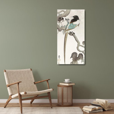 Toile tendue avec châssis Red Barrel Studio® Koson, Ohara, titre: Pie sur une branche d'arbre 55191