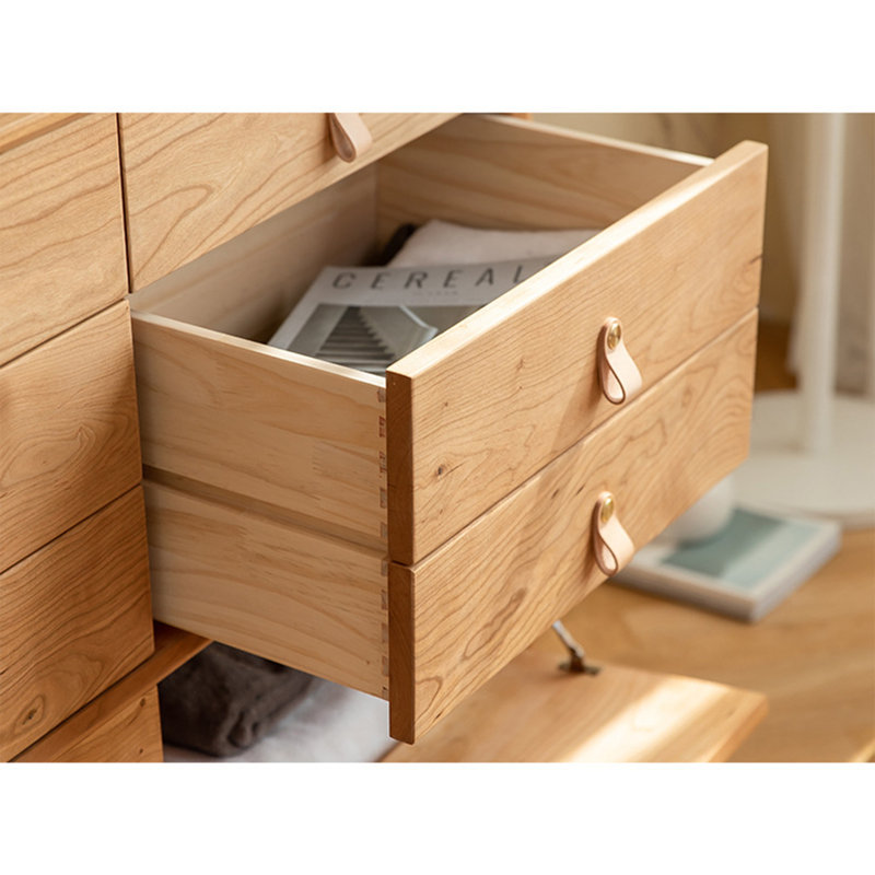 Leather Handle Flip Door Buffet Table