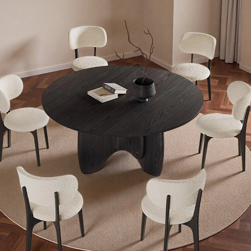 Table de salle à manger ronde Retro, H 29,53 po x L 53,15 po x l 53,15 po, 5 pièces: table, 4 chaises