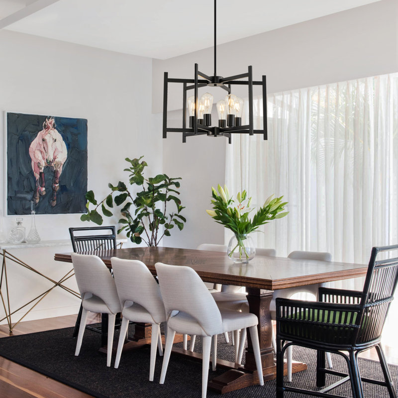 Beldon 6-light Modern Industrial Geometric Square / Rectangle Chandelier for Living Room Kitchen Entryway Hallway Foyer