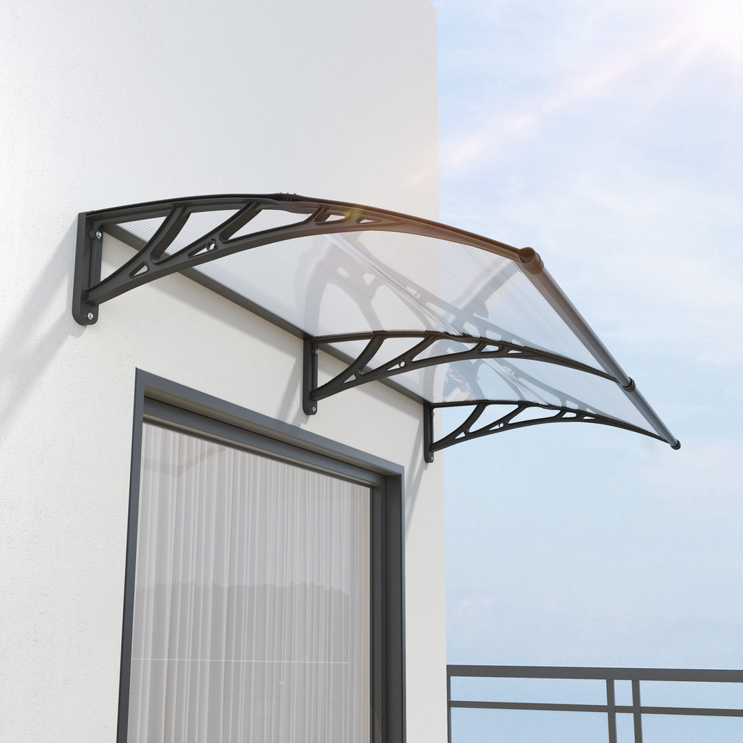 Front Door Canopy – 40" Depth Polycarbonate Overdoor Canopy with ABS Brackets, Weatherproof Porch & Entrance Canopy
