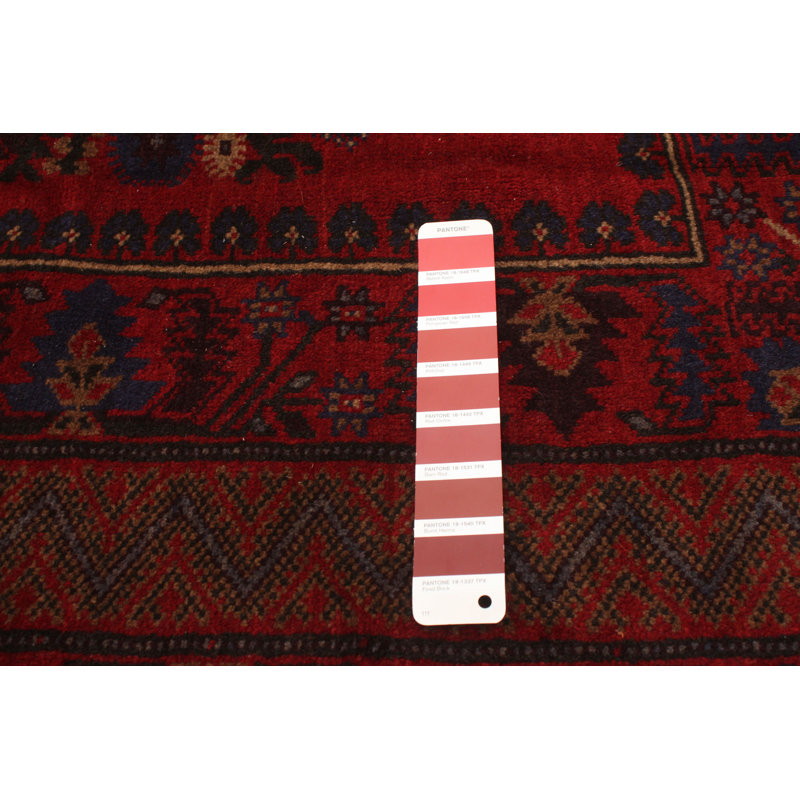 Tapis décoratif en laine rouge/brun foncé de conception unique noué à la main des années 1990 6 pi 8 po x 9 pi 9 po Cellini