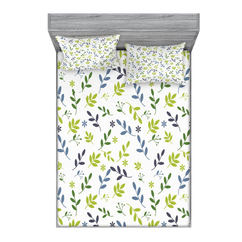 Microfiber Flower Fitted Sheet, Queen Fitted Sheet, Flower 2