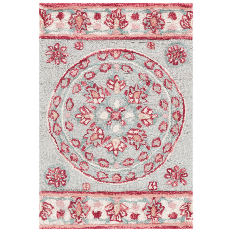 Cuayo Hand Tufted Wool Floral Rug, Rectangle 2' x 3'
