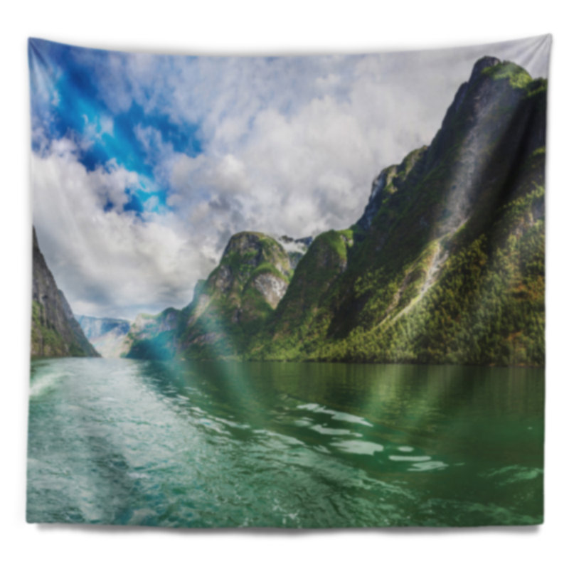Tapisserie en polyester lake sognefjord avec accessoires suspendus inclus, H 78 po x l 92 po