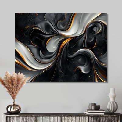 Fractal noir et gris Peano Curve I - fractales en métal, impression d'art moderne sur métal