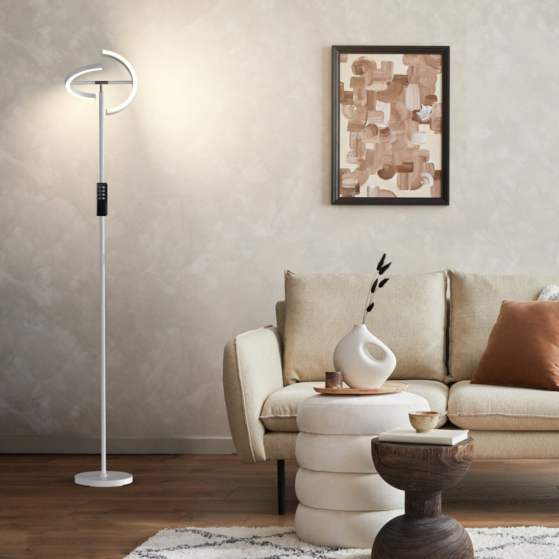 Topanga 69" LED Torchiere Floor Lamp with Remote Control, Matte White
