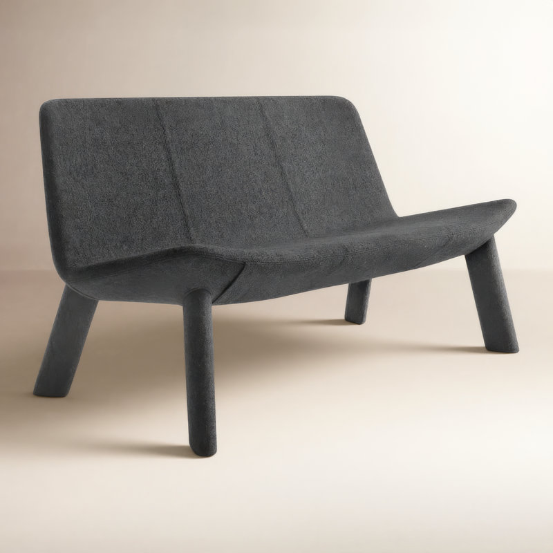 Neat Upholstered Dining Bench, Vesper Charcoal