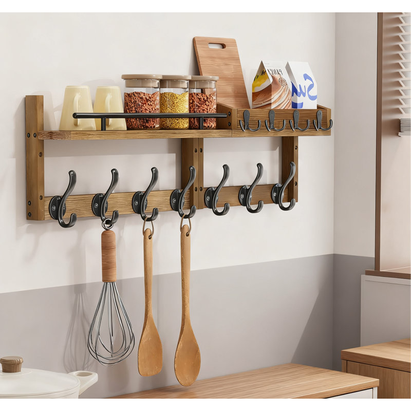 Portemanteau mural avec tablette et porte-clés, ensemble de 2 organisateurs d'entrée robustes avec crochets pour vestes, sacs, courrier et décor