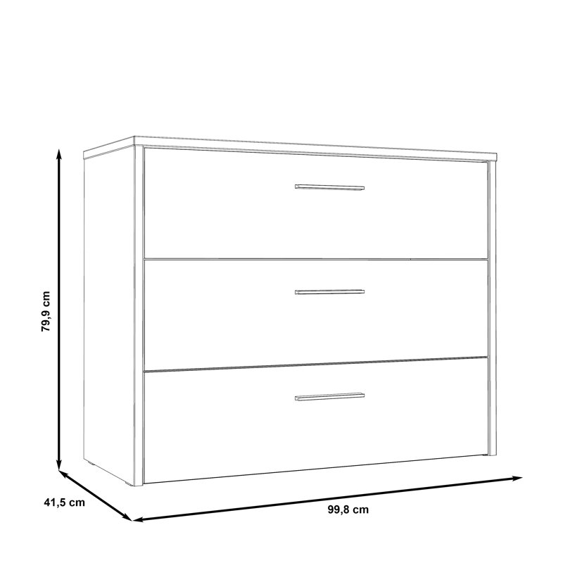 Huguley 99.8 Cm Wide 3 Drawer Sideboard
