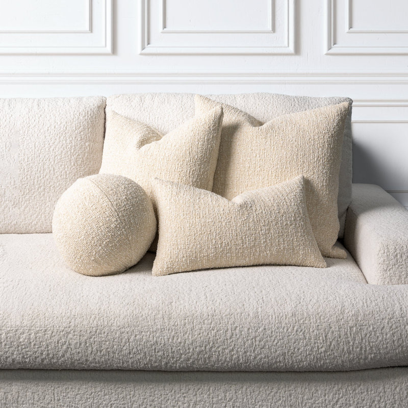 Alto Crema Textured Boucle Indoor & Outdoor Woven Accent Pillow & Insert, Square 22"
