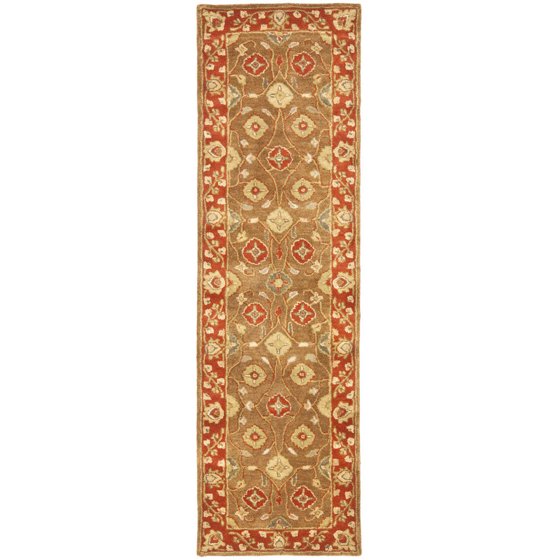 Tapis oriental en laine touffeté à la main Hebron, Tapis de couloir 2 pi 3 po x 12 pi