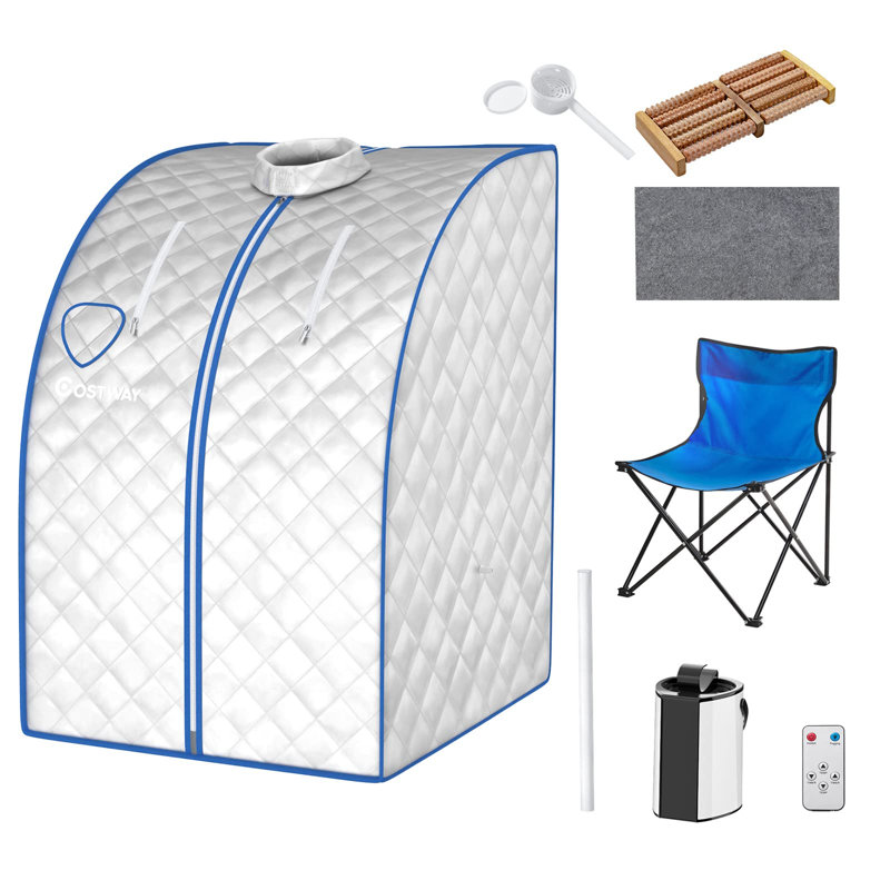 COSTWAY Portable Traditional Steam Sauna with Remote Control