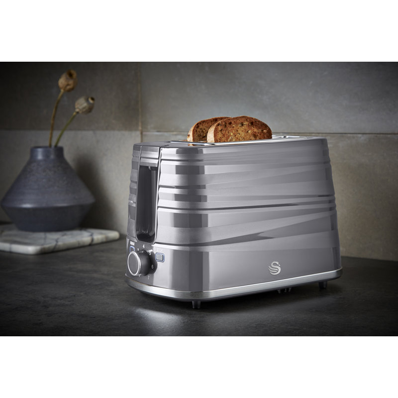 Swan, ST31050GRN, 2 Slice Symphony Toaster, High Gloss and Matt Finish, 930 Watt, Grey, Plastic