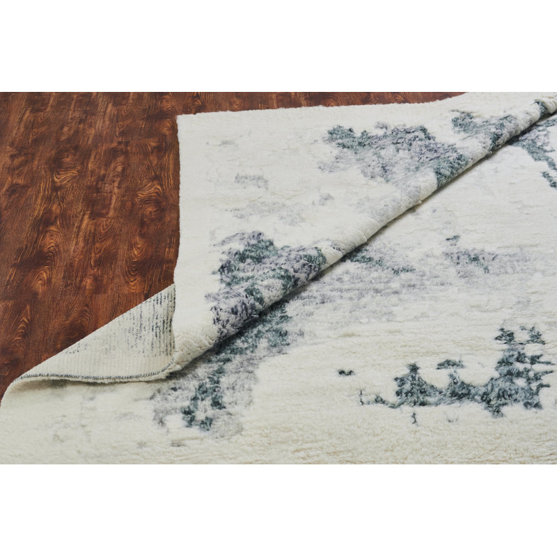 Dereks Hand Knotted Wool Abstract Area Rug, Rectangle 2' x 3'