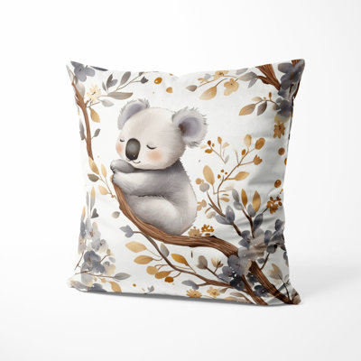 Animal Print Decorative Throw Pillow - Grey Sleepy Koala In Australia Printed Cushion