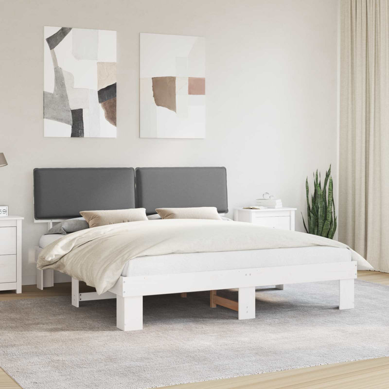 Solid Wood Bed, White/Light Grey, Super King (6')