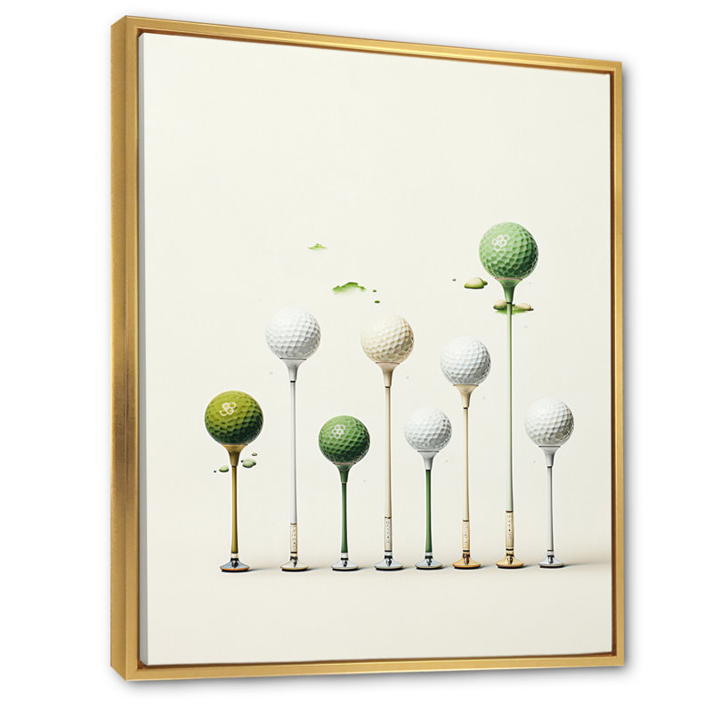 Caidy Minimalisme Golf Tees V - art mural golf, H 44 po x l 34 po x P 1,5 po, Cadre flottant doré