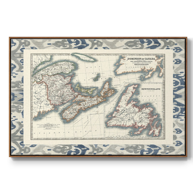Carte du Canada bordée, H 27 po x l 41 po x P 2 po, Noyer