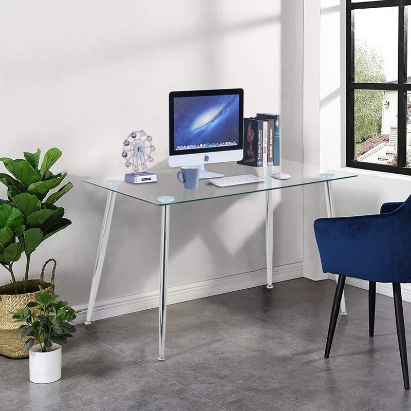 Willene Glass Top Metal Base Dining Table